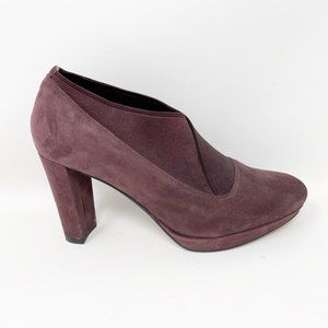 Clarks Womens Burgundy Suede Leather Slip on Pump Bootie Size 7.5